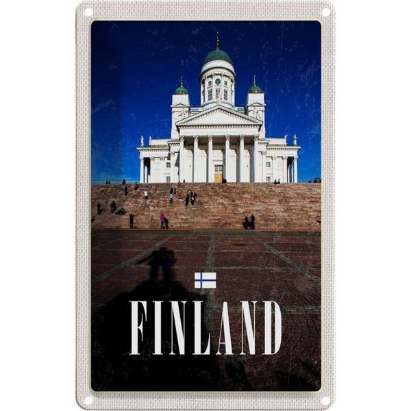 Vianmo Insegna Di Latta 30X20 Cm Finnland Kirche Treppe Architektur-image