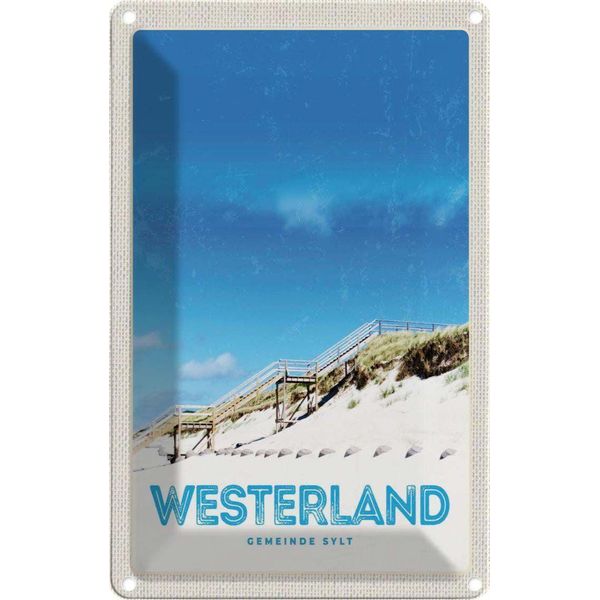 Vianmo Insegna Di Latta 18X12 Cm Westerland Gemeine Sylt Strand Gehweg-image