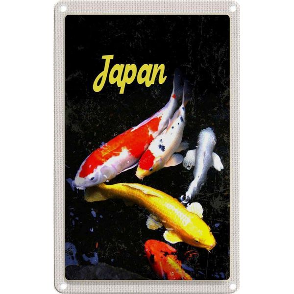 Vianmo Insegna Di Latta 30X20 Cm Japan Asien Koi Fische Rot Gold Weiß-image