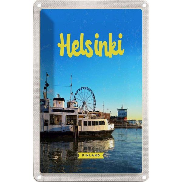 Vianmo Insegna Di Latta 18X12 Cm Helsinki Finnland Schiff Riesenrad-image