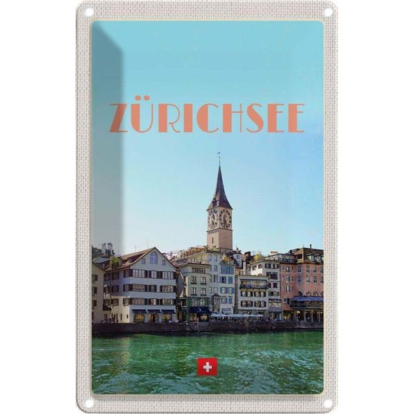 Vianmo Insegna Di Latta 30X20 Cm ZüRich Schweiz Ausblick See Auf Stadt-image