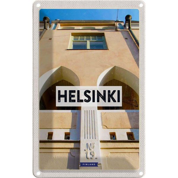 Vianmo Insegna Di Latta 30X20 Cm Helsinki Finnland GebäUde-image