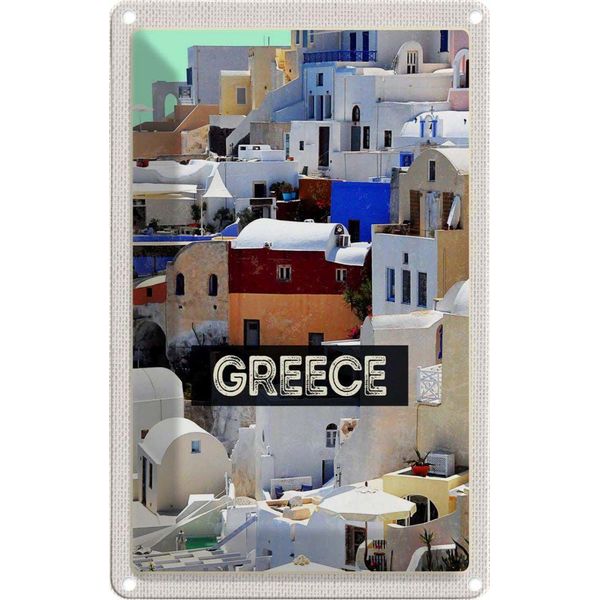 Vianmo Insegna Di Latta 18X12 Cm Greece Griechenland HäUser-image