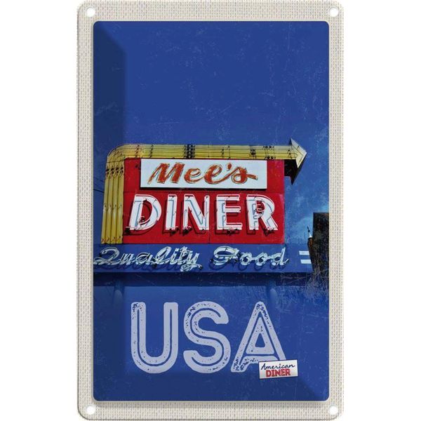 Vianmo Insegna Di Latta 30X20 Cm Amerika Mees Diner Restaurant Gericht-image