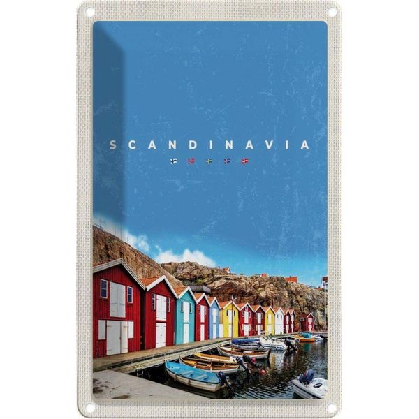Vianmo Insegna Di Latta 18X12 Cm Skandinavien Boote Bootshaus Meer-image