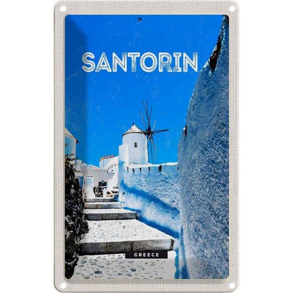 Vianmo Insegna Di Latta 18X12 Cm Santorini Griechenland WeißE Treppen-image