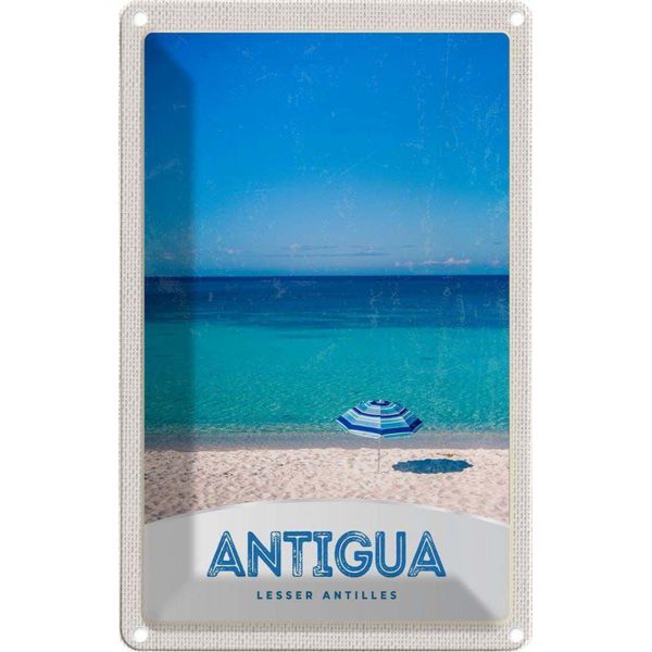 Vianmo Insegna Di Latta 30X20 Cm Antigua Karibik Insel Meer Strand-image
