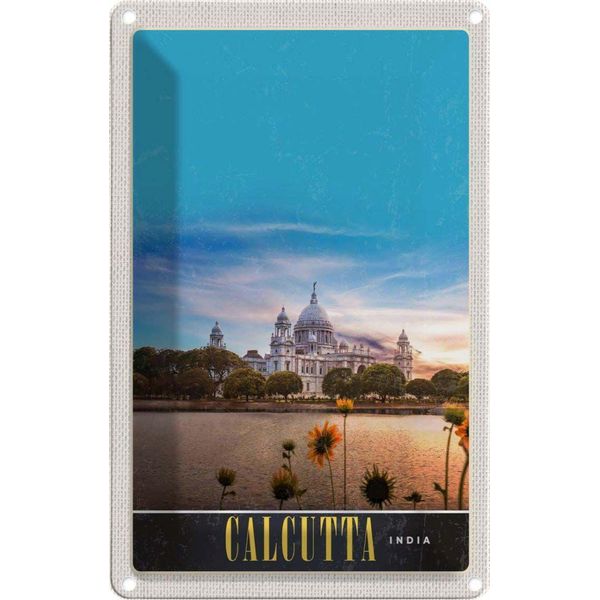 Vianmo Insegna Di Latta 18X12 Cm Calcutta Indien Meer Architektur Trip-image