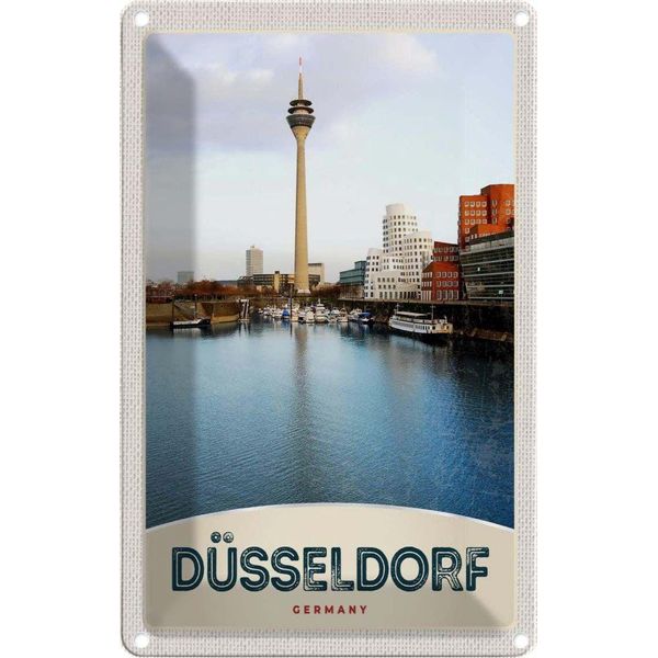 Vianmo Insegna Di Latta 30X20 Cm Deutschland DüSseldorf Fernseherturm-image