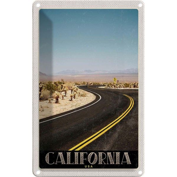 Vianmo Insegna Di Latta 18X12 Cm California Amerika Strand StraßE WüSte-image