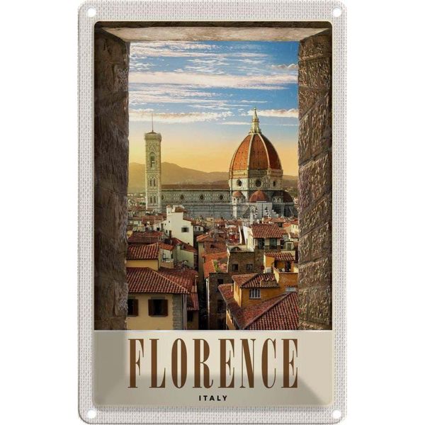 Vianmo Insegna Di Latta 18X12 Cm Florence Altstadt Kirche-image