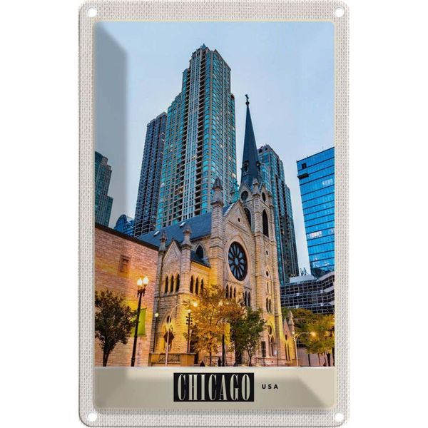 Vianmo Insegna Di Latta 18X12 Cm Chicago Amerika Stadt Hochhaus-image