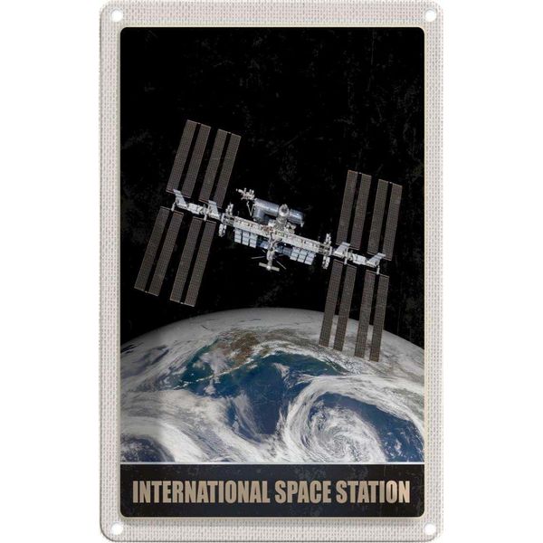 Vianmo Insegna Di Latta 18X12 Cm Weltraum SatellitenschüSsel Erde-image
