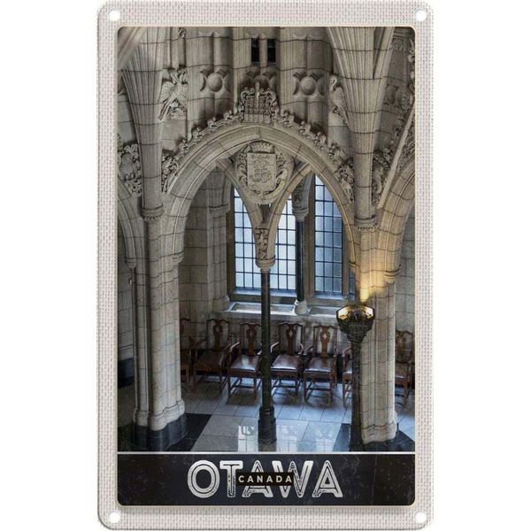 Vianmo Insegna Di Latta 30X20 Cm Otawa Kanada Kirche Innen Skulptur-image