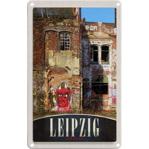 Vianmo Insegna Di Latta 30X20 Cm Leipzig Deutschland GebäUde Graffiti-image