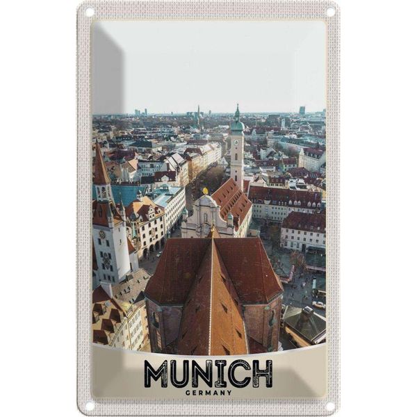 Vianmo Insegna Di Latta 30X20 Cm MüNchen Altstadt Deutschland Kirche-image