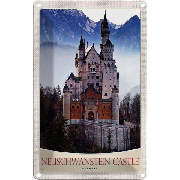 Vianmo Insegna Di Latta 30X20 Cm Neuschwanstein Schloss Deutschland-image