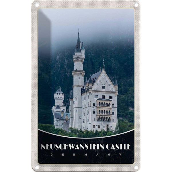 Vianmo Insegna Di Latta 18X12 Cm Neuschwanstein Schloss MarienbrüCke-image