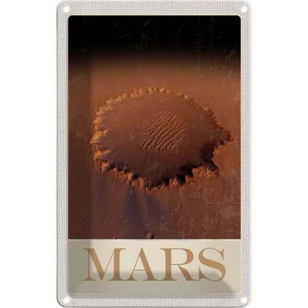 Vianmo Insegna Di Latta 18X12 Cm Mars Weltraum Abdruck Roter Planet-image