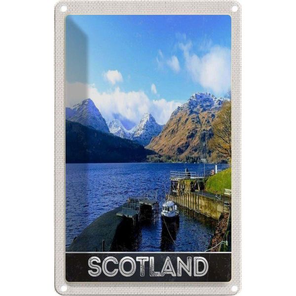 Vianmo Insegna Di Latta 30X20 Cm Schottland Insel Gebirge Schnee Trip-image