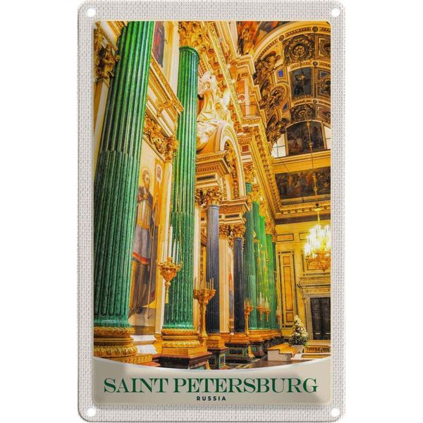 Vianmo Insegna Di Latta 18X12 Cm Saint Petersburg Kirche Von Innen-image