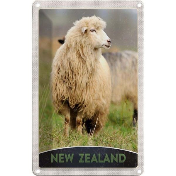Vianmo Insegna Di Latta 30X20 Cm Neuseeland Europa Schaf Wiese Natur-image
