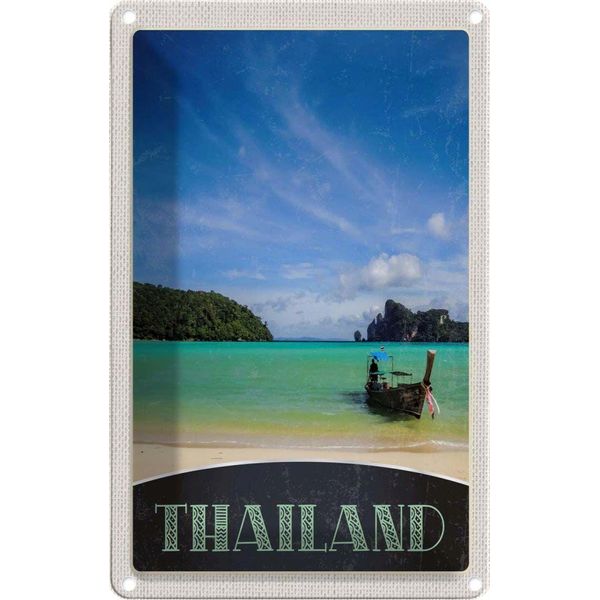 Vianmo Insegna Di Latta 18X12 Cm Thailand Boot Himmel-image