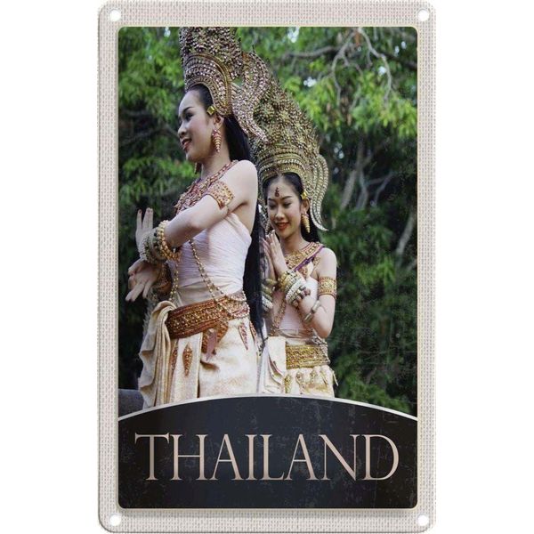 Vianmo Insegna Di Latta 18X12 Cm Thailand Tropen Frau Religion-image