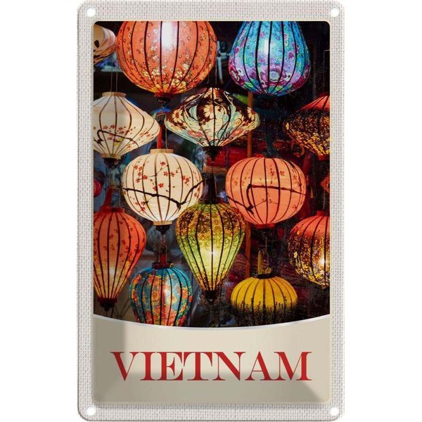 Vianmo Insegna Di Latta 18X12 Cm Vietnam Asien Bunte Laterne Kultur-image
