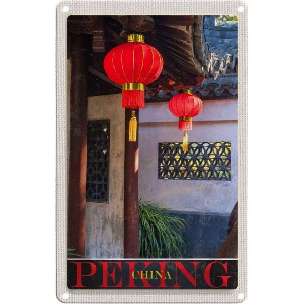 Vianmo Insegna Di Latta 18X12 Cm Peking China Kultur Rote Laterne-image