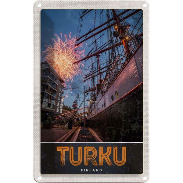 Vianmo Insegna Di Latta 30X20 Cm Turku Finnland Schiff Feuerwerk-image