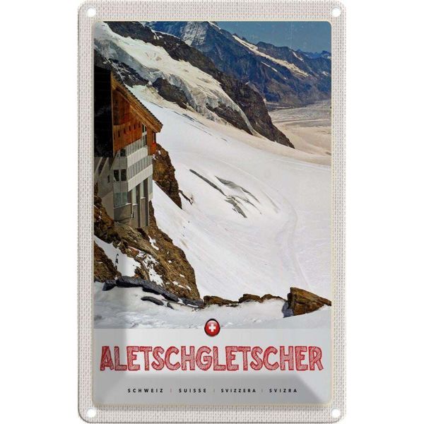 Vianmo Insegna Di Latta 30X20 Cm Aletschgletsch Schweiz Schnee Winter-image