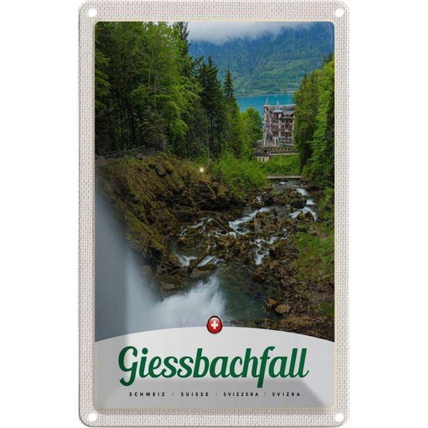 Vianmo Insegna Di Latta 30X20 Cm Giessbachfall Wald Wasserfall Natur-image
