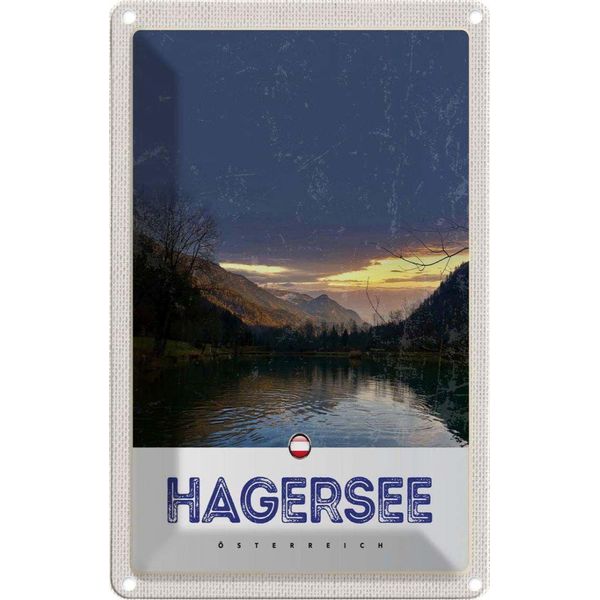 Vianmo Insegna Di Latta 30X20 Cm Hagersee ÖSterreich Europa See Wald-image