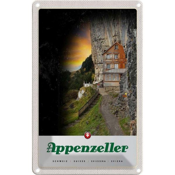 Vianmo Insegna Di Latta 30X20 Cm Appenzeller Gebirge GebäUde Schweiz-image