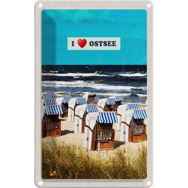 Vianmo Insegna Di Latta 30X20 Cm Ostsee StranköRbe Meer Strand Natur-image