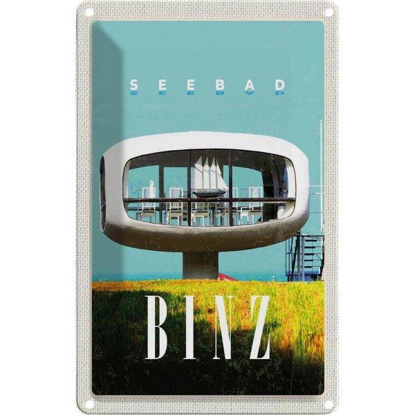 Vianmo Insegna Di Latta 18X12 Cm Seebad Binz Glashaus-image