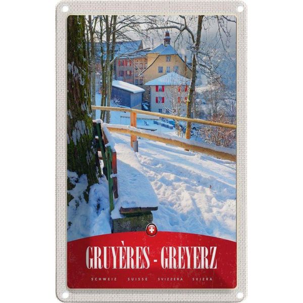 Vianmo Insegna Di Latta 30X20 Cm Gruyeres Greyerz Schweiz Schnee-image
