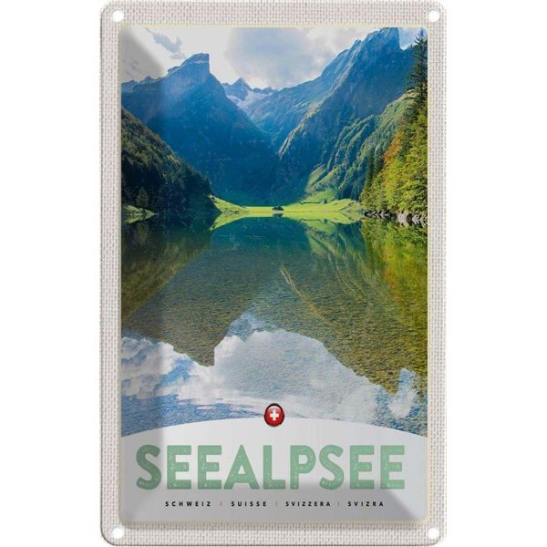 Vianmo Insegna Di Latta 30X20 Cm Seealpsee Schweiz WäLder Natur-image