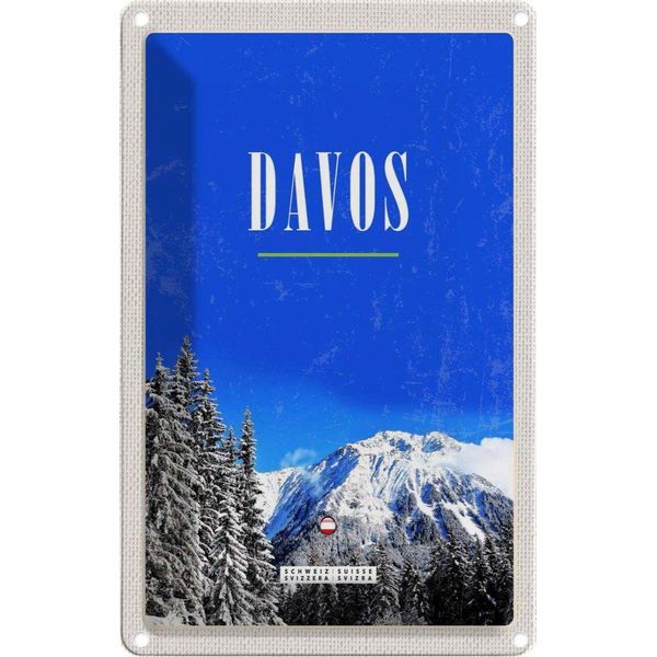 Vianmo Insegna Di Latta 30X20 Cm Davos Winterzeit Skiwintertour-image