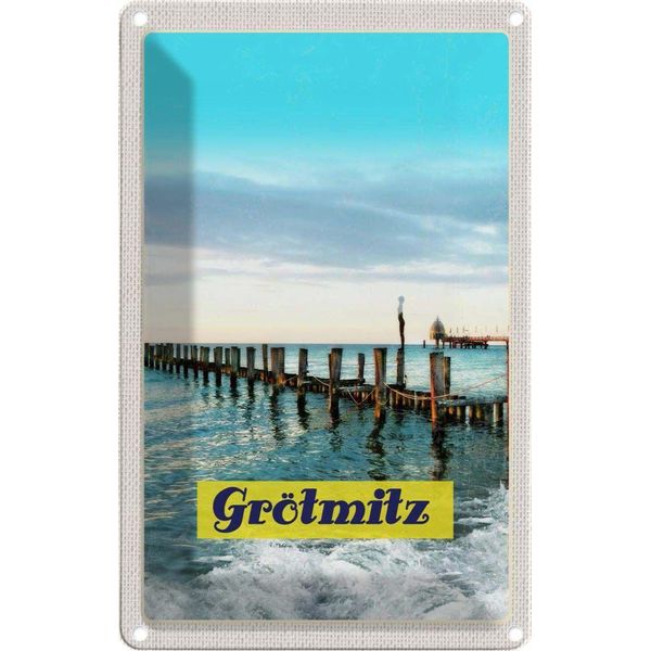 Vianmo Insegna Di Latta 18X12 Cm GröTmitz Strand Wellen-image