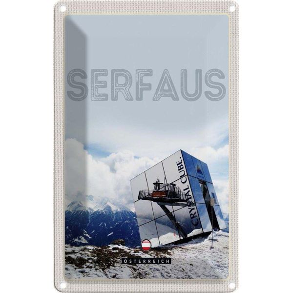Vianmo Insegna Di Latta 18X12 Cm Serfaus ÖSterreich Schnee Winterzeit-image