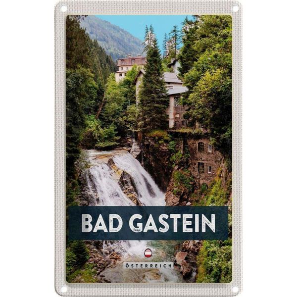 Vianmo Insegna Di Latta 30X20 Cm Bad Gastein Wasserfall Natur Wald-image