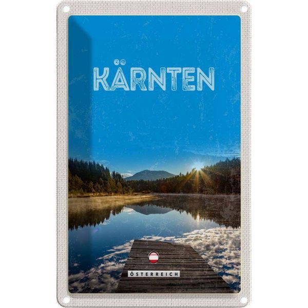 Vianmo Insegna Di Latta 18X12 Cm KäRnten See ÖSterreich Sonnenaufgang-image