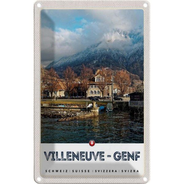 Vianmo Insegna Di Latta 18X12 Cm Villeneuve-Genf Schweiz WäLder Wandern-image