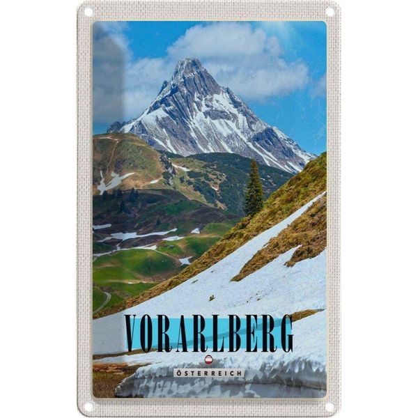 Vianmo Insegna Di Latta 30X20 Cm Vorarlberg Schnee Winterzeit Gebirge-image