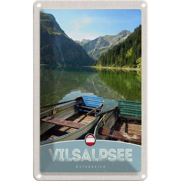 Vianmo Insegna Di Latta 18X12 Cm Vilsalpsee ÖSterreich WäLder Boot-image