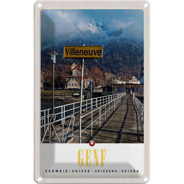 Vianmo Insegna Di Latta 18X12 Cm Villeneuve-Genf Schweiz Wandern-image