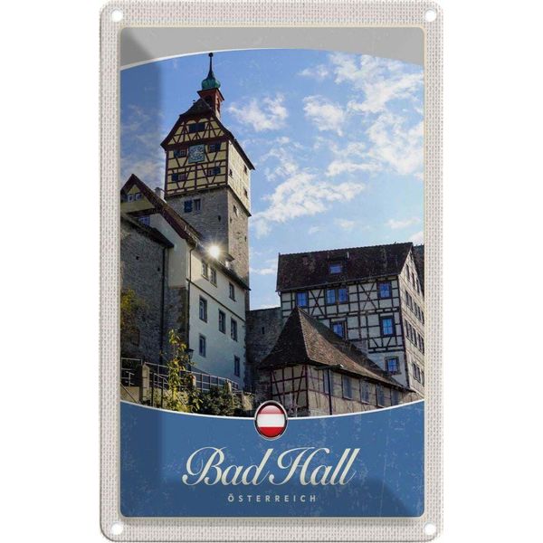Vianmo Insegna Di Latta 30X20 Cm Bad Hall GebäUde Mittelalter-image
