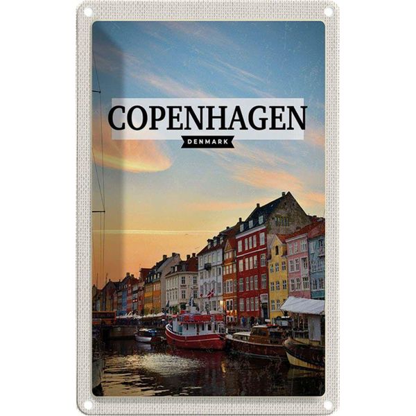 Vianmo Insegna Di Latta 30X20 Cm Copenhagen Denmark Sonnenuntergang-image